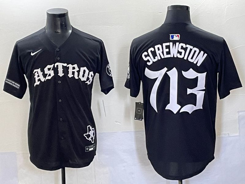Men 2025 Houston Astros 713 Screwston Black Seven generations Joint Name Nike MLB Jersey style 12->houston astros->MLB Jersey